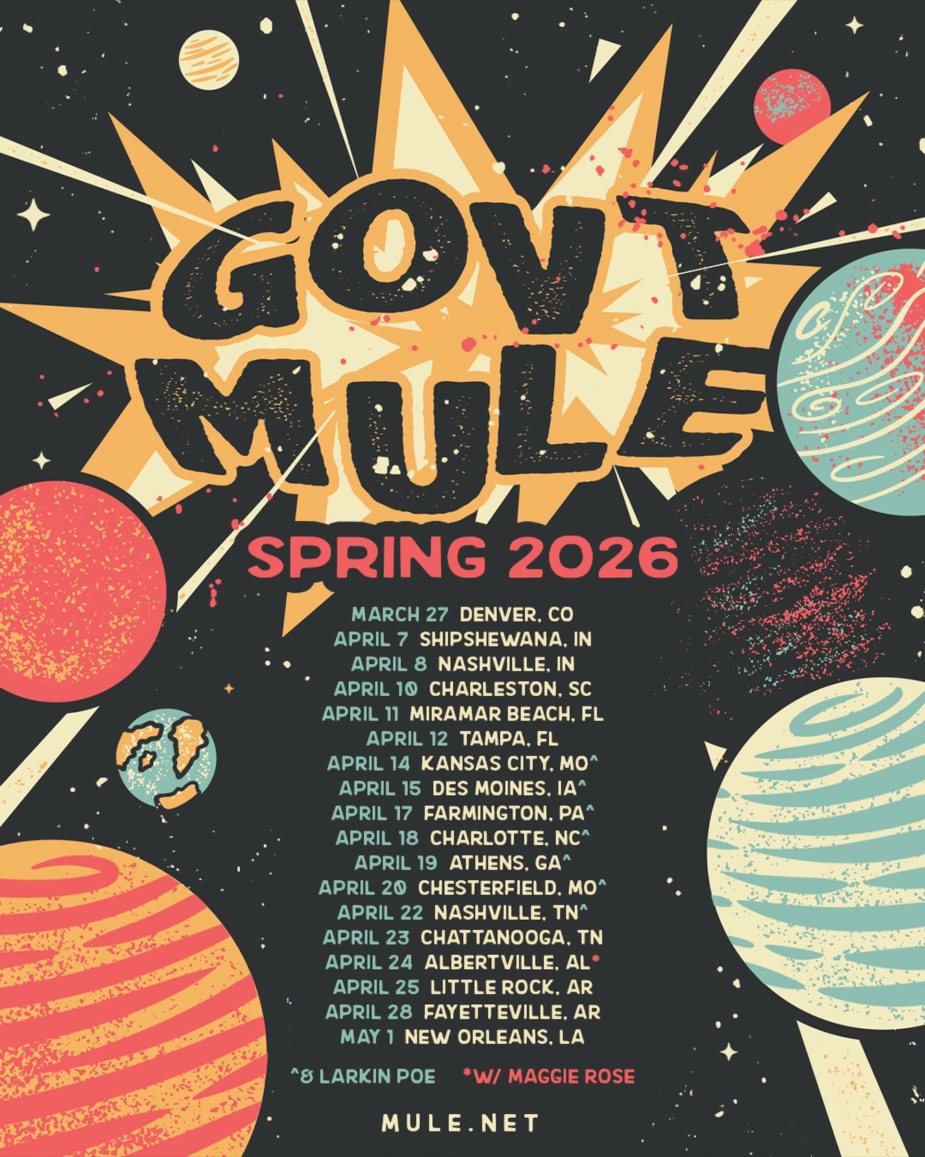 Gov't Mule Kicking In Your Stall Tour Poster 2026