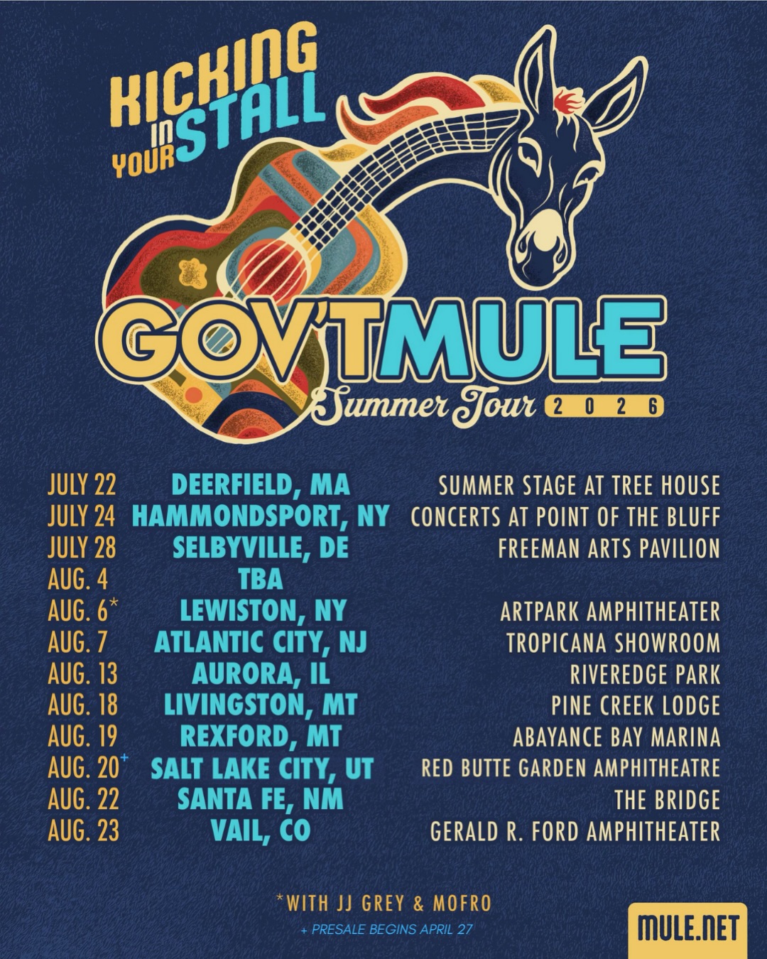 Gov't Mule Kicking In Your Stall Tour Poster 2026